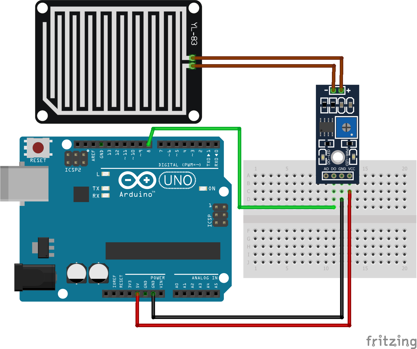 Rain Detection Sensor with Arduino — reference image